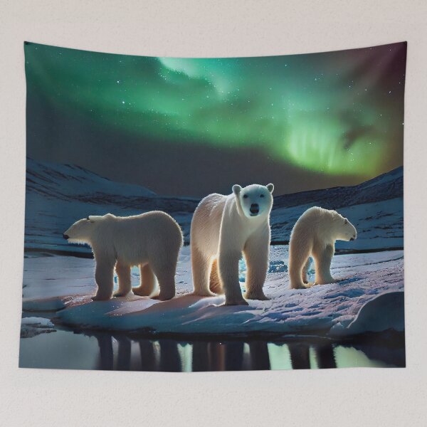 Item preview, Polar Bears - Northern Lights designed and sold by AiCollection.