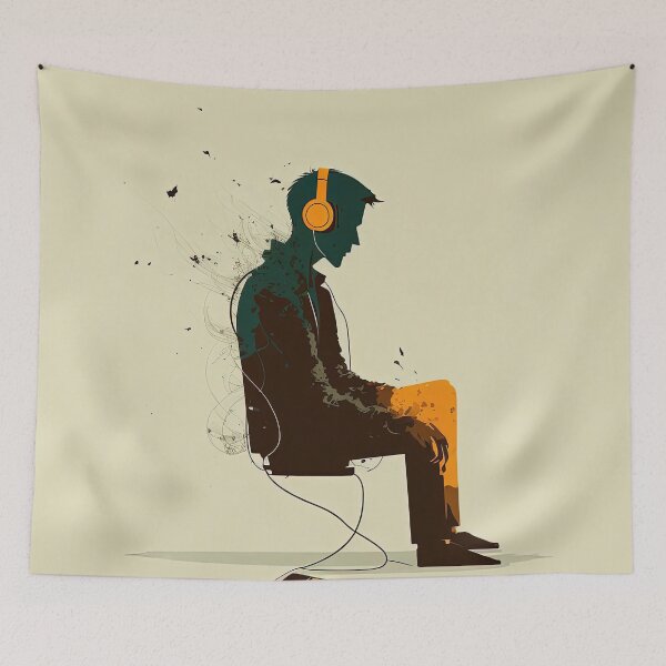 Item preview, hombre escuchando musica designed and sold by Chillapy.