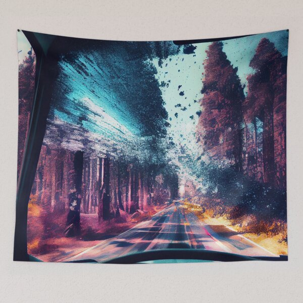 Artikelvorschau, Driving Through Splattered Trees Digital Painting entworfen und verkauft von CodeAndColors.