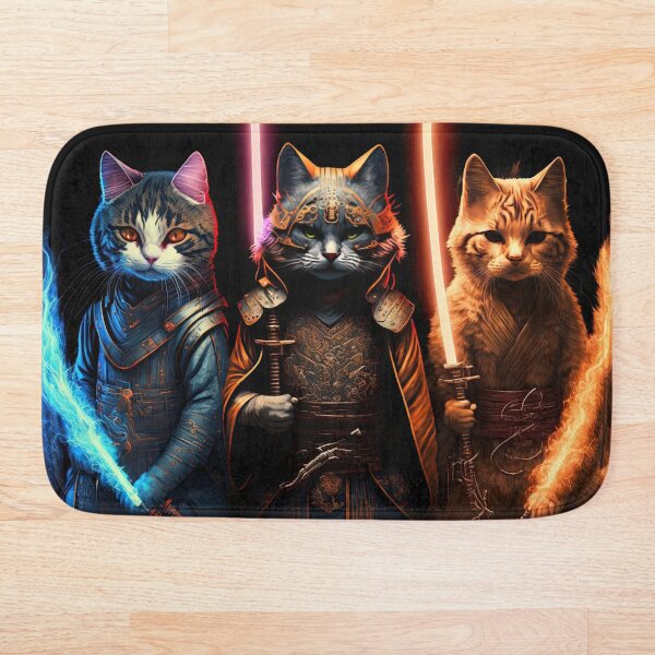 Aperçu de l'œuvre Ne baise pas avec les chats - Chats avec des sabres laser créée et vendue par AiCollection.
