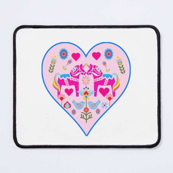 Item preview, Pink Dala Horse Unicorn Heart Swedish Dalecarlian Horse designed and sold by funnytshirtemp.
