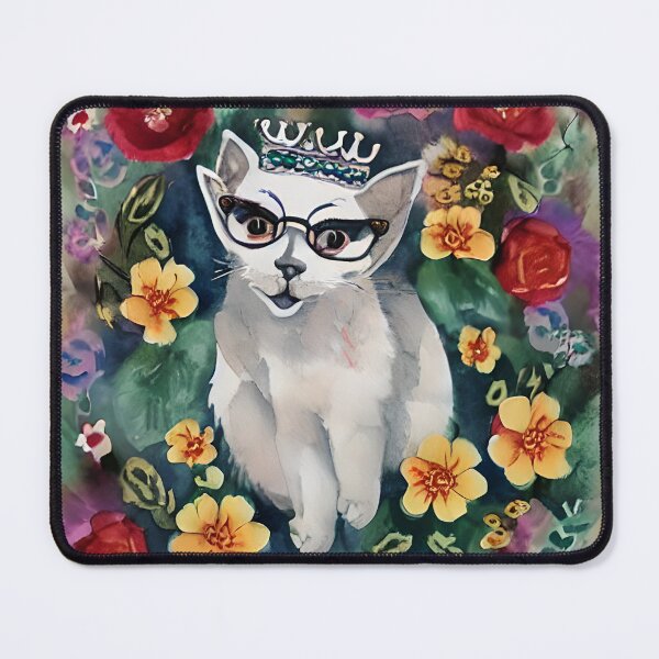 Item preview, Funny Cat Between Meow and Glasses floral vintage designed and sold by BOHOVIN.