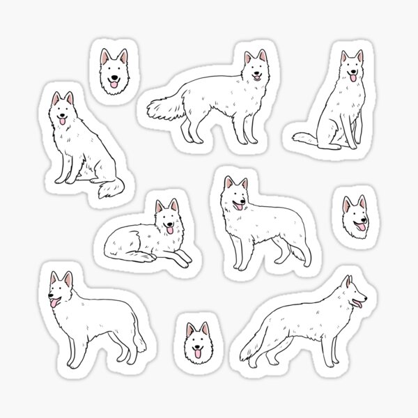 Item preview, White Swiss Shepherd Dog cute illustration pack  designed and sold by Yarafantasyart.