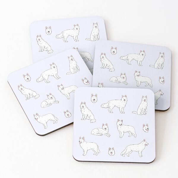 Item preview, White Swiss Shepherd Dog cute illustration pack  designed and sold by Yarafantasyart.
