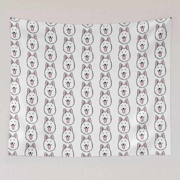 Item preview, White swiss shepherd dog face cute illustration  designed and sold by Yarafantasyart.