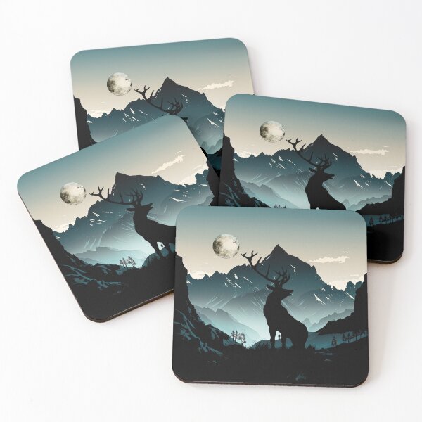 Item preview, Deer in Stunning Mountainous Locations! wild nature lovers, climbers, mountaineering, nature colorful, blue, and green nature lovers designed and sold by Collagedream.