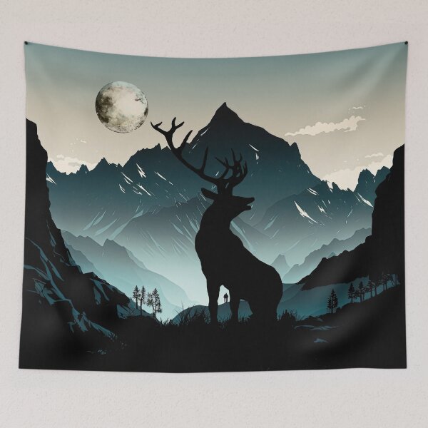 Item preview, Deer in Stunning Mountainous Locations! wild nature lovers, climbers, mountaineering, nature colorful, blue, and green nature lovers designed and sold by Collagedream.