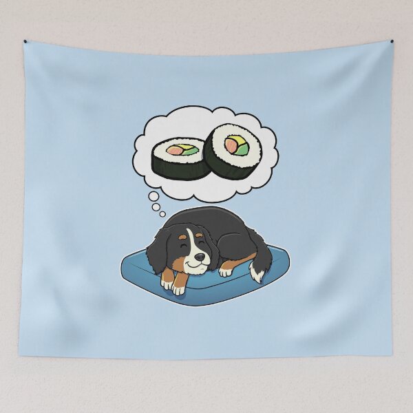 Artikelvorschau, Bernese Mountain Dog dreaming about Sushi entworfen und verkauft von DoggieDelights.