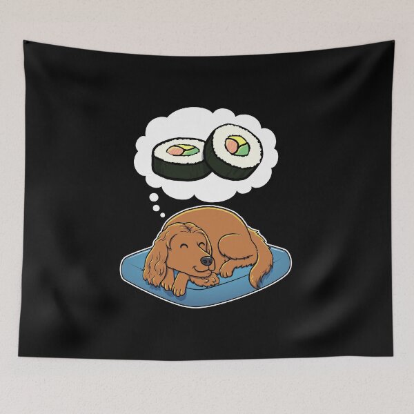 Item preview, English Cocker Spaniel dreaming about Sushi designed and sold by DoggieDelights.
