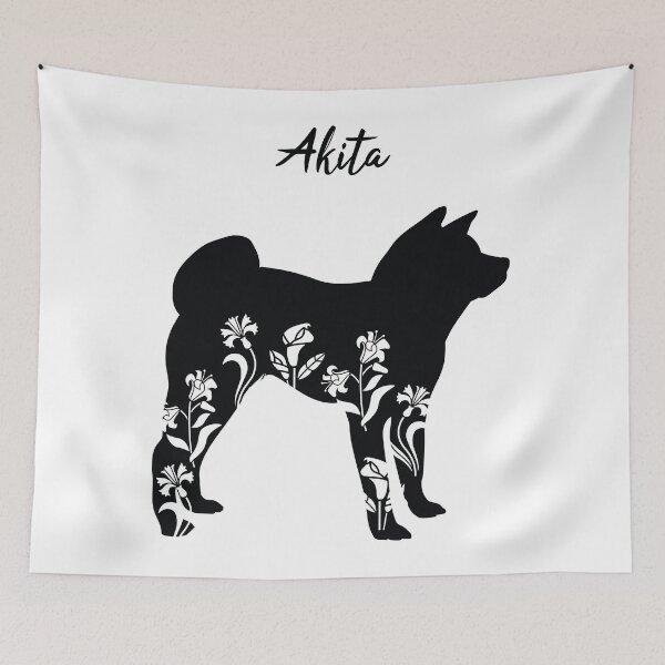 Item preview, Akita in floral design designed and sold by SolidJoy.