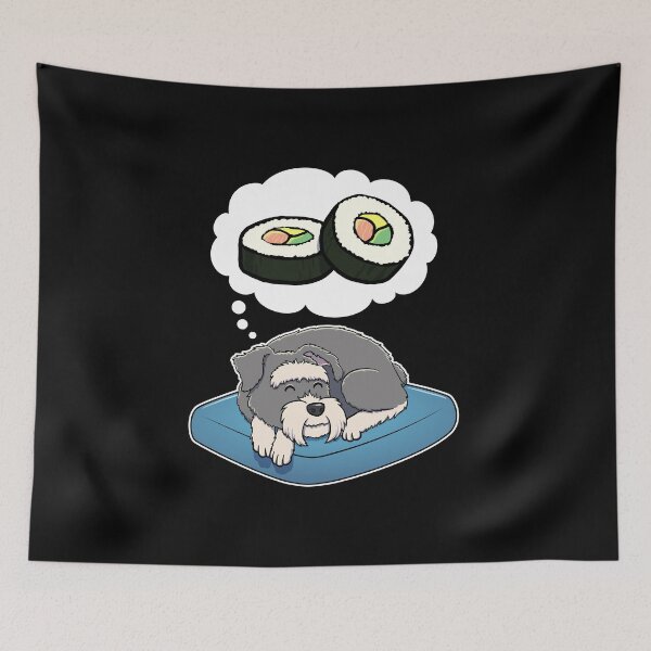 Item preview, Miniature Schnauzer dreaming about Sushi designed and sold by DoggieDelights.