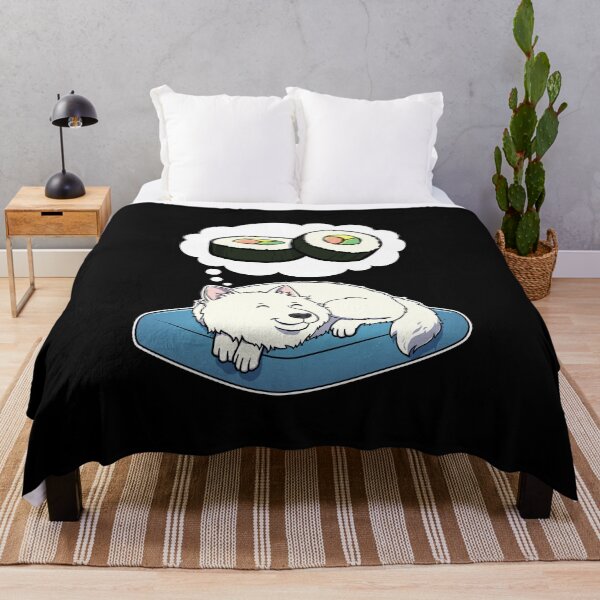 Item preview, Samoyed dreaming about Sushi designed and sold by DoggieDelights.