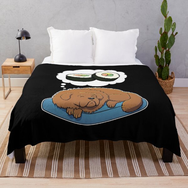 Item preview, Tibetan Mastiff dreaming about Sushi designed and sold by DoggieDelights.