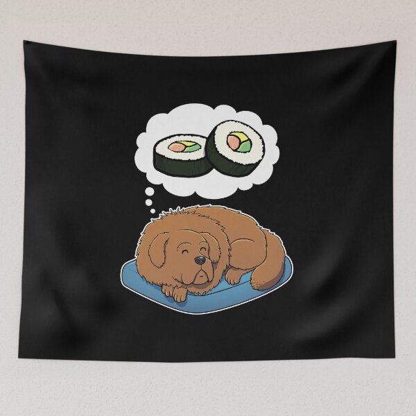 Item preview, Tibetan Mastiff dreaming about Sushi designed and sold by DoggieDelights.