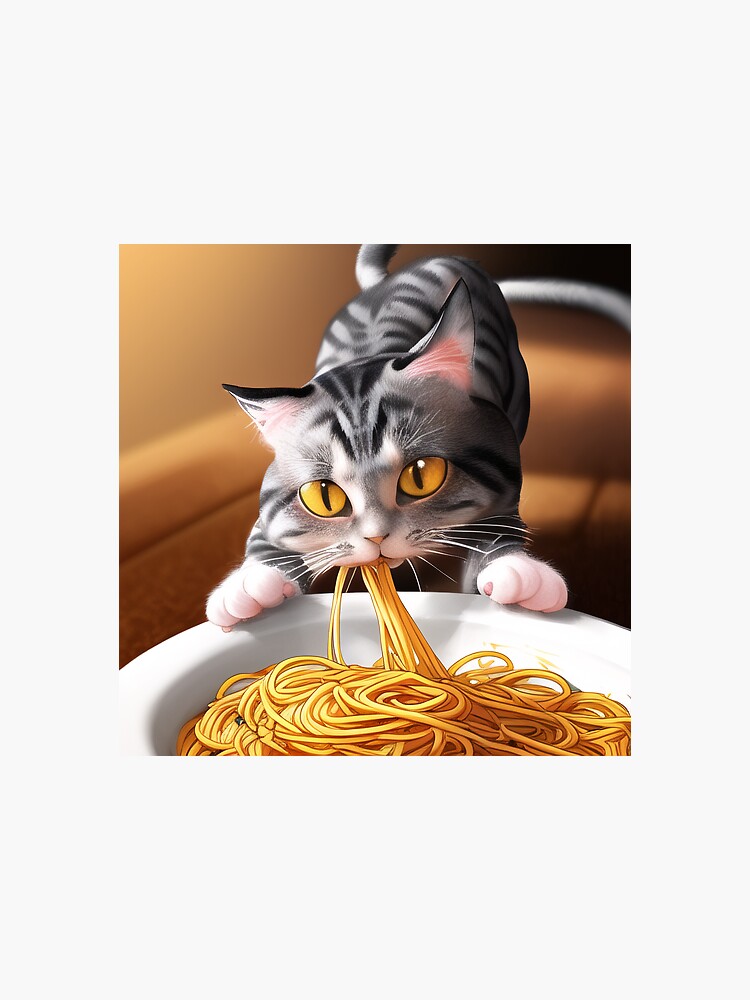 Cat Eating Spaghetti Meme Sticker For Sale By Mebbotai Redbubble