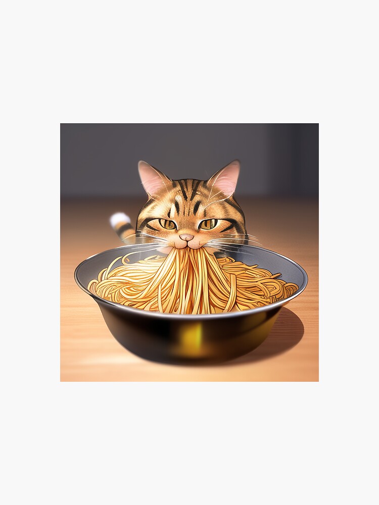 "cat eating spaghetti meme" Sticker for Sale by Mebbotai Redbubble
