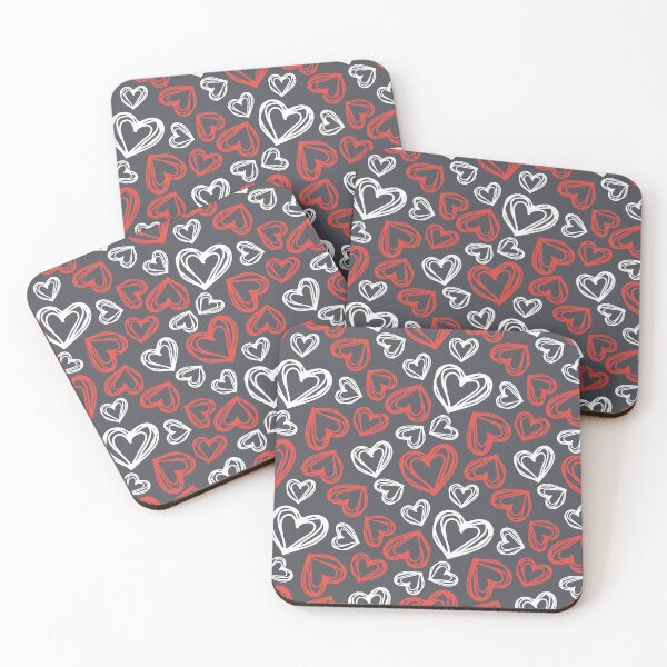 Item preview, Red and White Hearts with Grey Background Pattern Design  designed and sold by riceayoj.