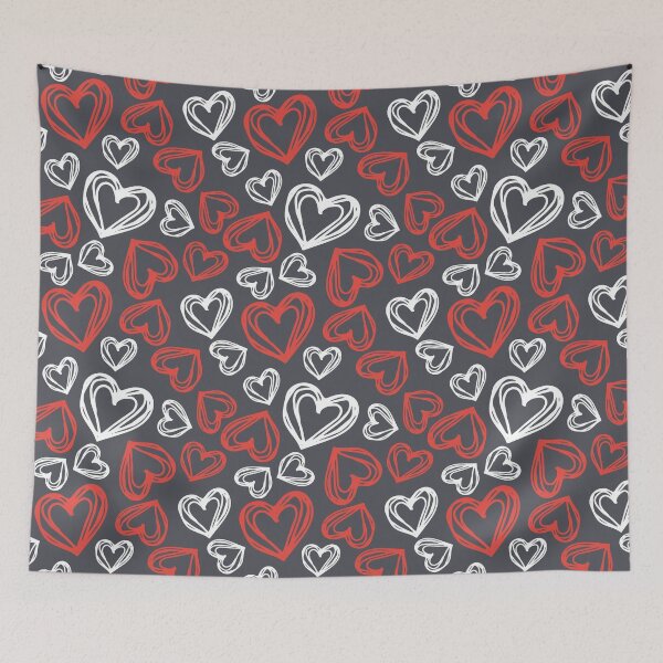 Item preview, Red and White Hearts with Grey Background Pattern Design  designed and sold by riceayoj.