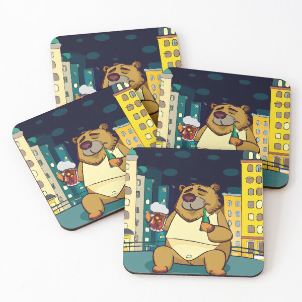Item preview, Bear-y Relaxed: A Chill Bear Enjoys a Beer in the City designed and sold by jerekunnas.