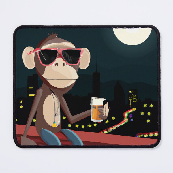 Item preview, Monkey's High Society: A Cool Primate Sipping Beer on the Roof of the City designed and sold by jerekunnas.