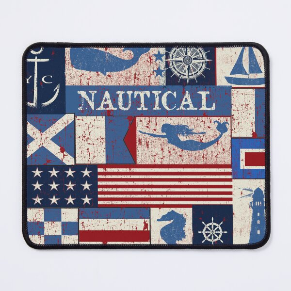 Item preview, Nautical Symbols Quilt Pattern Vintage Retro Grunge Red White and Blue designed and sold by funnytshirtemp.
