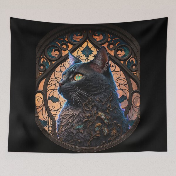 Item preview, The Tortoiseshell Cat Of St Francis Stained Glass Window 2 designed and sold by idreamaboutcats.