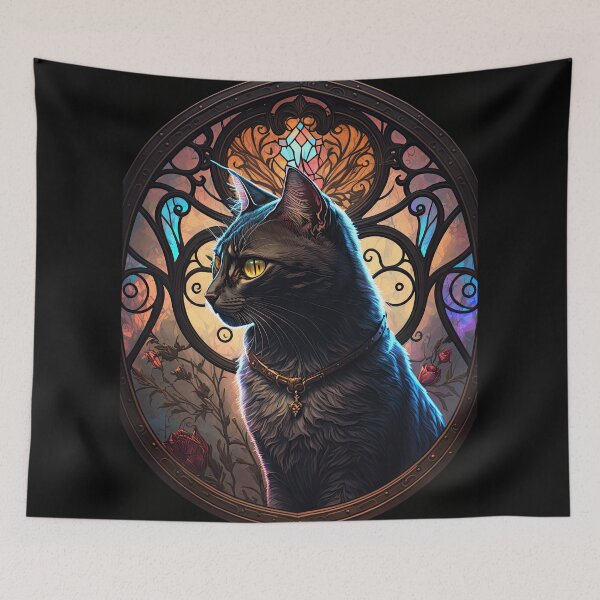 Item preview, The Tortoiseshell Cat Of St Francis Stained Glass Window 3 designed and sold by idreamaboutcats.