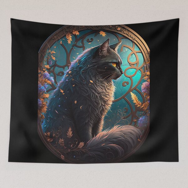 Item preview, The Tortoiseshell Cat Of St Francis Stained Glass Window 4 designed and sold by idreamaboutcats.