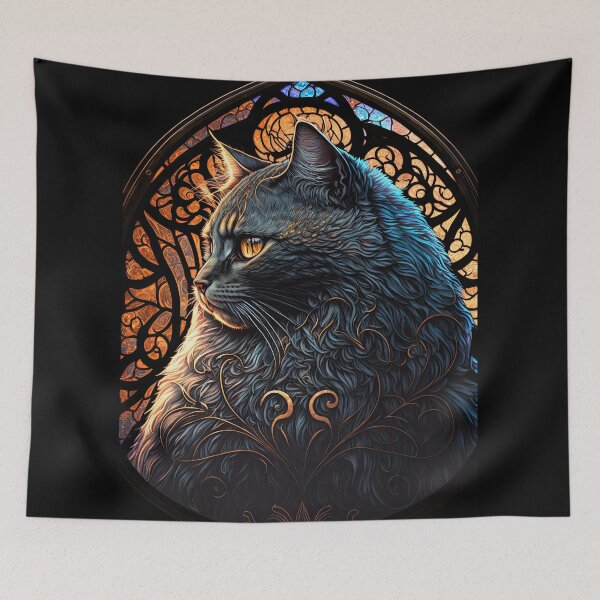 Item preview, The Tortoiseshell Cat Of St Francis Stained Glass Window 6 designed and sold by idreamaboutcats.
