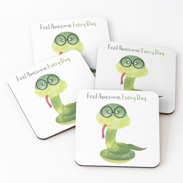 Item preview, Feel Awesome Everyday - Cute Green Healthy Snake designed and sold by thewishdesigns.