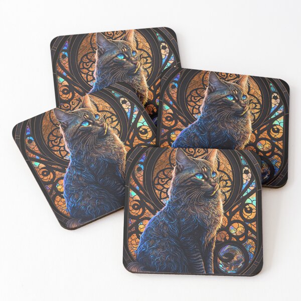 Item preview, The Tortoiseshell Cat Of St Francis Stained Glass Window 8 designed and sold by idreamaboutcats.