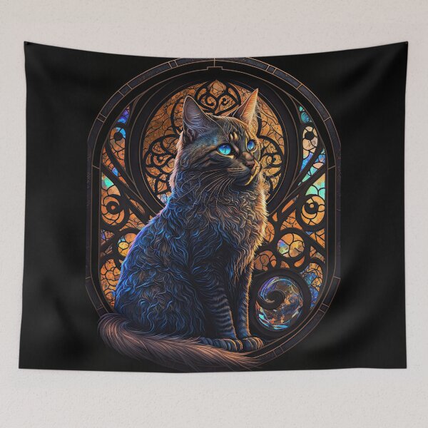 Item preview, The Tortoiseshell Cat Of St Francis Stained Glass Window 8 designed and sold by idreamaboutcats.