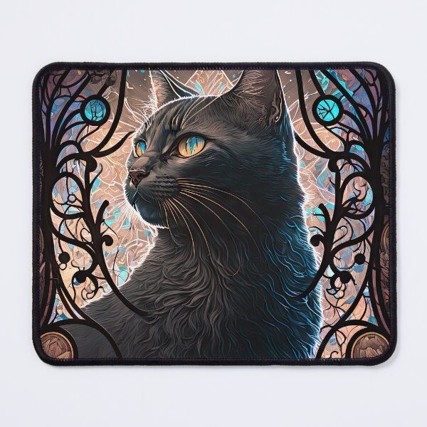 Item preview, The Tortoiseshell Cat Of St Francis Stained Glass Window 10 designed and sold by idreamaboutcats.