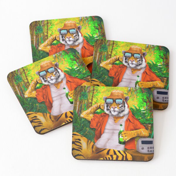 Item preview, Jungle Hipster: A Cool Tiger Sipping Beer in the Wild designed and sold by jerekunnas.