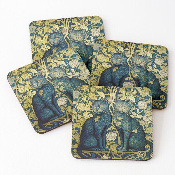 Item preview, Two blue cats designed and sold by FlatLandPrints.
