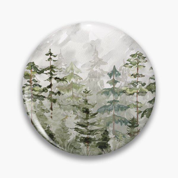 Item preview, Watercolor Pine Forest on Mountain designed and sold by Nature Hues.