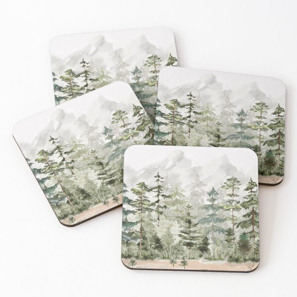 Item preview, Watercolor Pine Forest on Mountain designed and sold by Nature Hues.