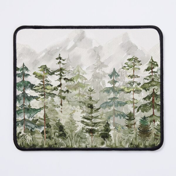 Item preview, Watercolor Pine Forest on Mountain designed and sold by Nature Hues.