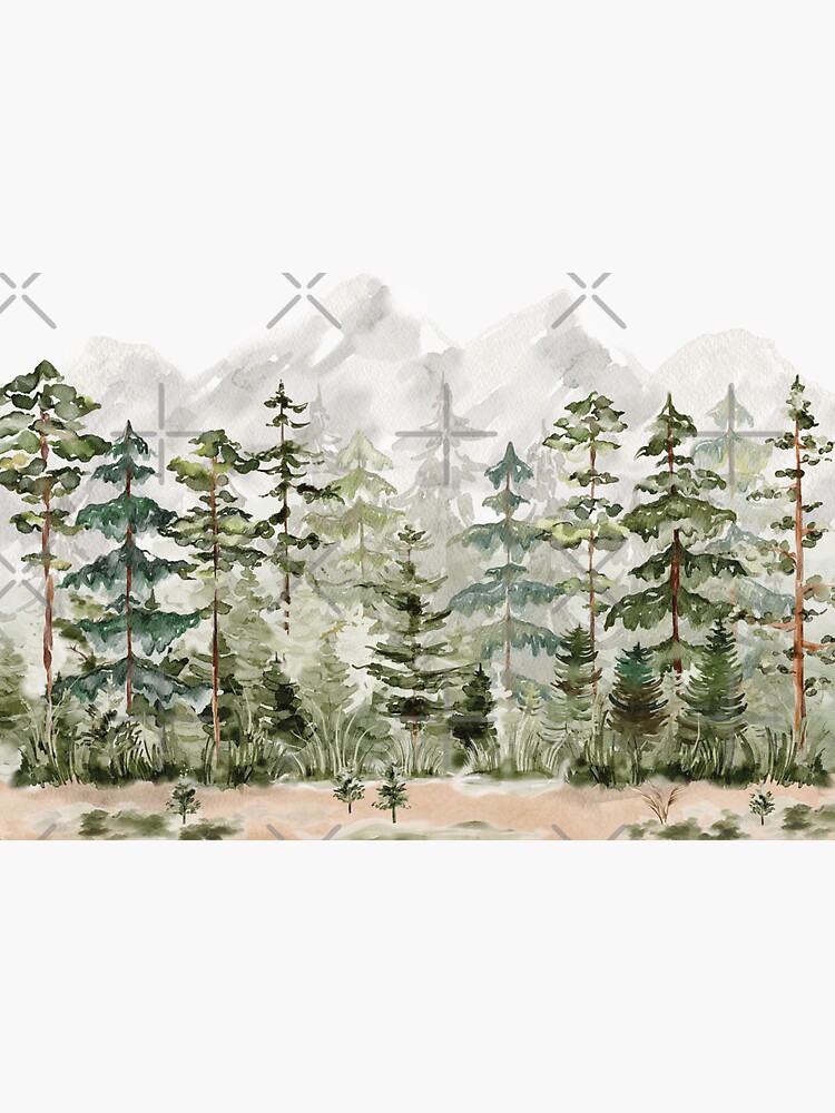 Mountain Forest Pine Trees Sticker