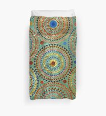 Ethnic geometric circles pattern with golden accents Duvet Cover