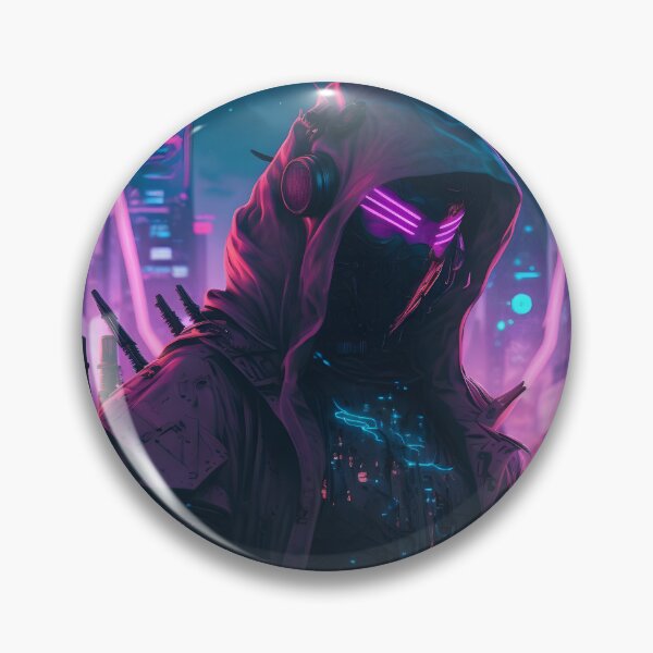 Item preview, Futuristic Ninja Night City - Neon Purple, Pink & blue tones designed and sold by ElevenVoid.