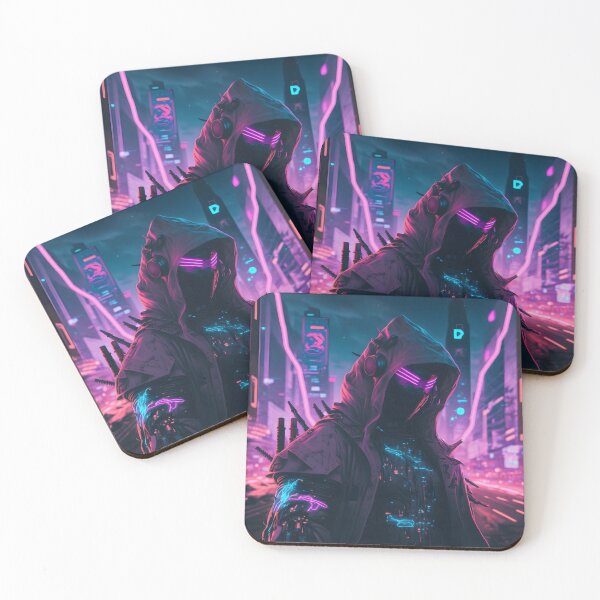 Item preview, Futuristic Ninja Night City - Neon Purple, Pink & blue tones designed and sold by ElevenVoid.