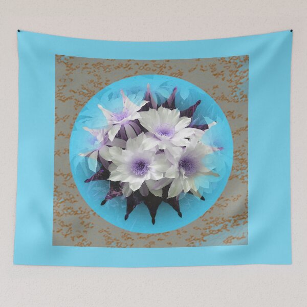 Item preview, Cactus flowers bouquet abstract in Laguna blue  by Iritof designed and sold by iritof.