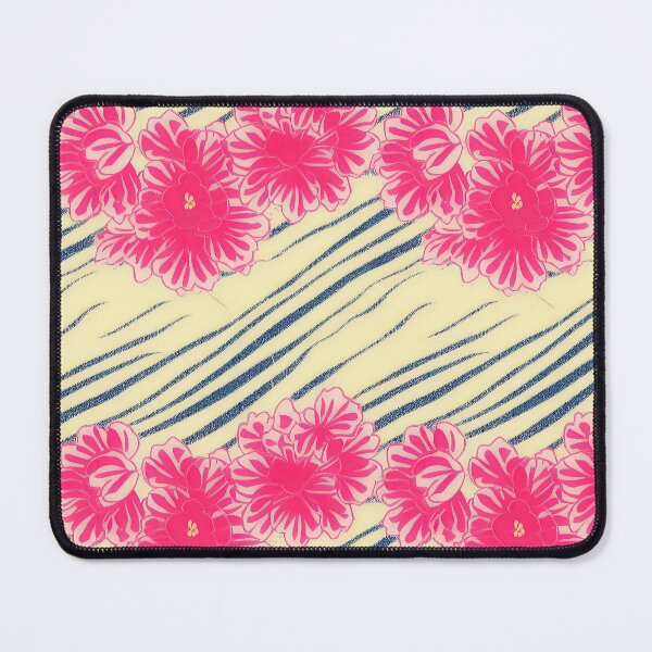 Item preview, Pink Lei and Blue Stripes - pink Hawaiian flower necklace designed and sold by PurpleMoss.