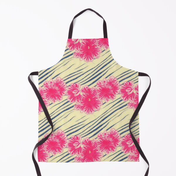 Item preview, Pink Lei and Blue Stripes - pink Hawaiian flower necklace designed and sold by PurpleMoss.