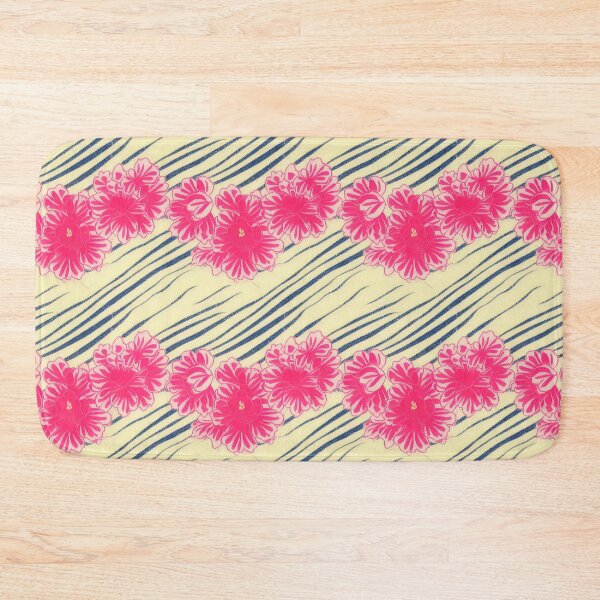 Item preview, Pink Lei and Blue Stripes - pink Hawaiian flower necklace designed and sold by PurpleMoss.