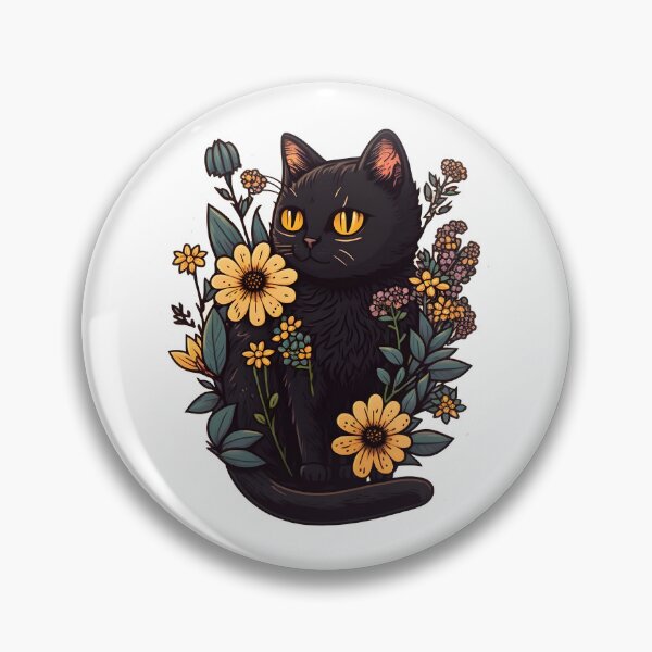 Item preview, black cat with flowers essential designed and sold by youngle.