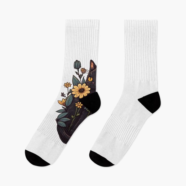 Item preview, black cat with flowers essential designed and sold by youngle.