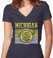 Darren Criss Fox Campaign: Michigan Wolverines Women's Fitted V-Neck T-Shirt