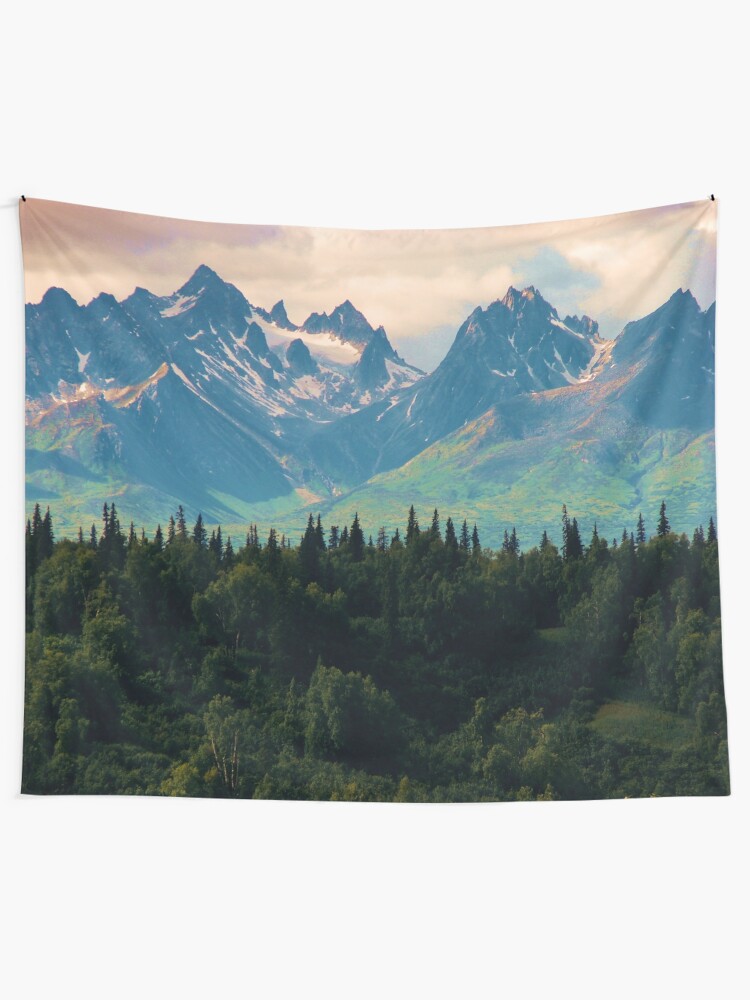 Alternate view of Escaping from woodland heights Tapestry